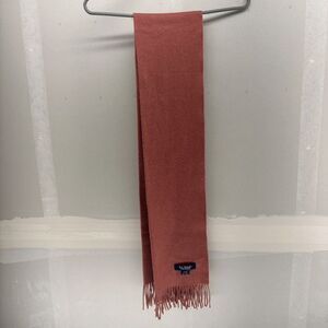 El Daws Unisex Cashmere Rectangle Fringe Scarf Salmon/Pink 60" long 13" wide